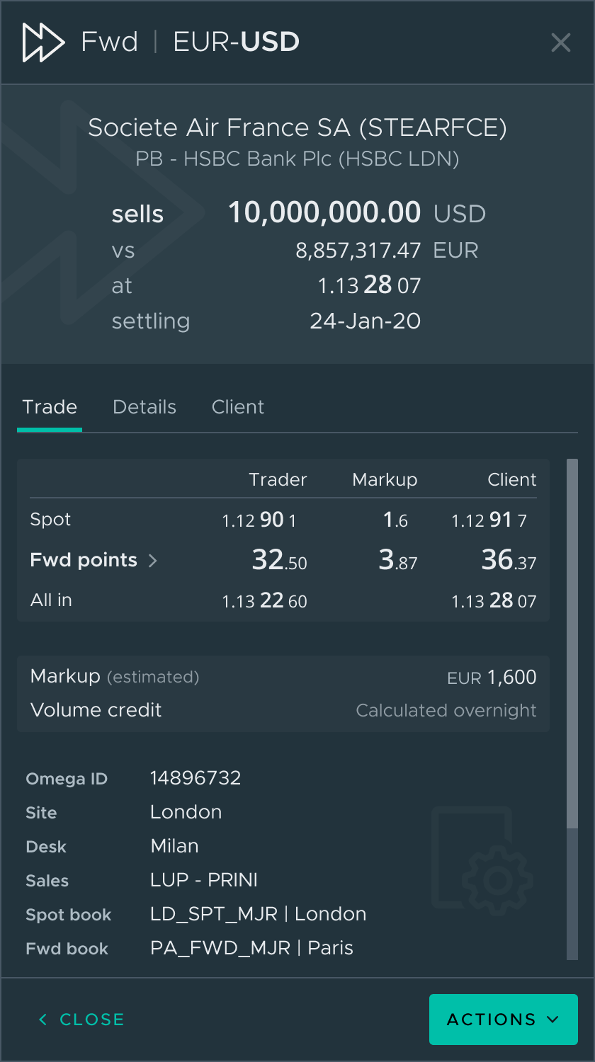 Fwd trade ticket